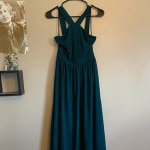 Lulu's forest green maxi bridesmaids dress